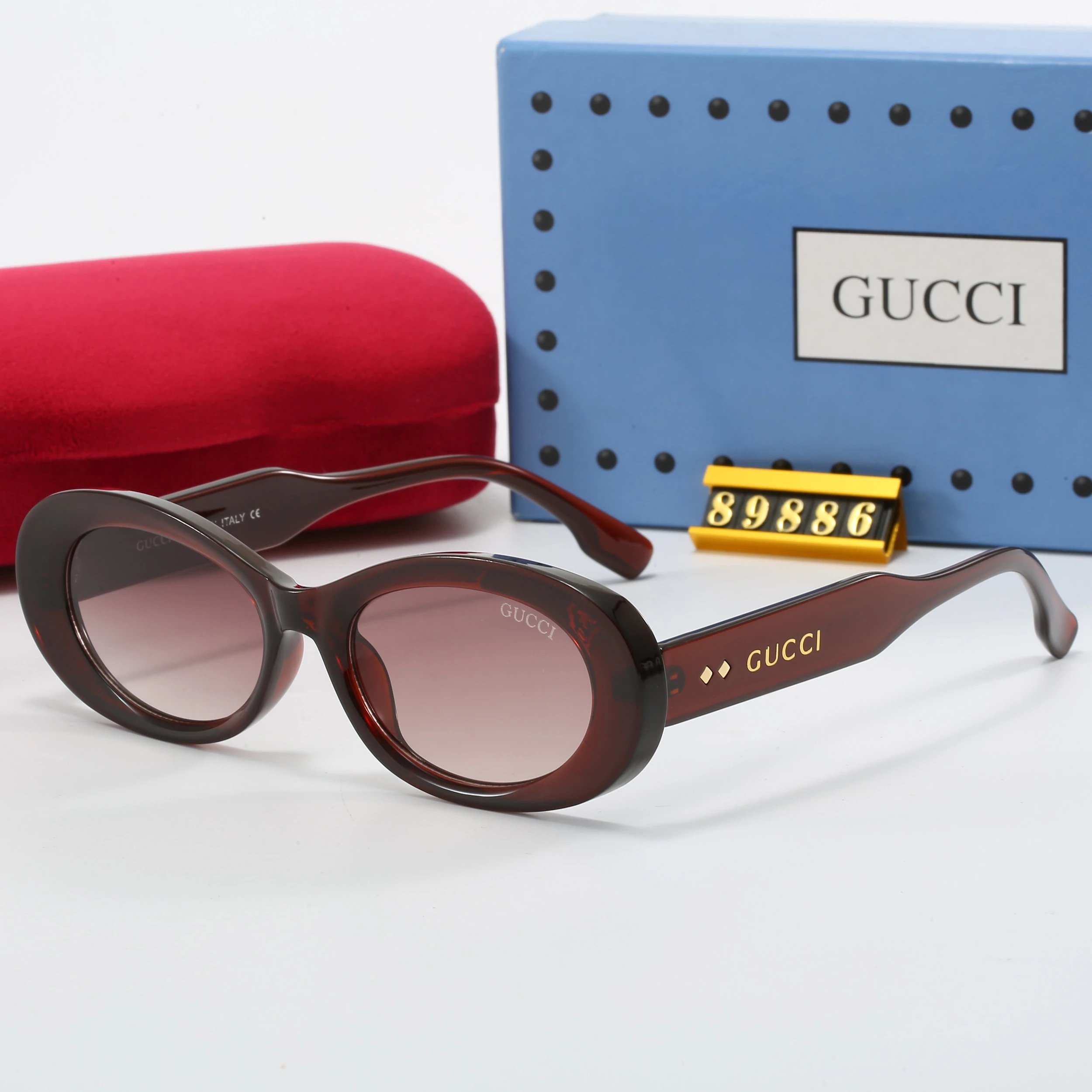 Gucci GG Marmont Aviator Sunglasses Gray Gradient with Monogram Lens Eyewear - 19