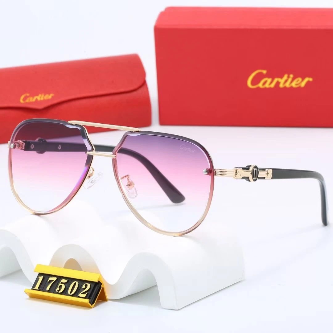 Cartier Santos de Cartier Rimless Sunglasses Gray Gradient Gold - 17