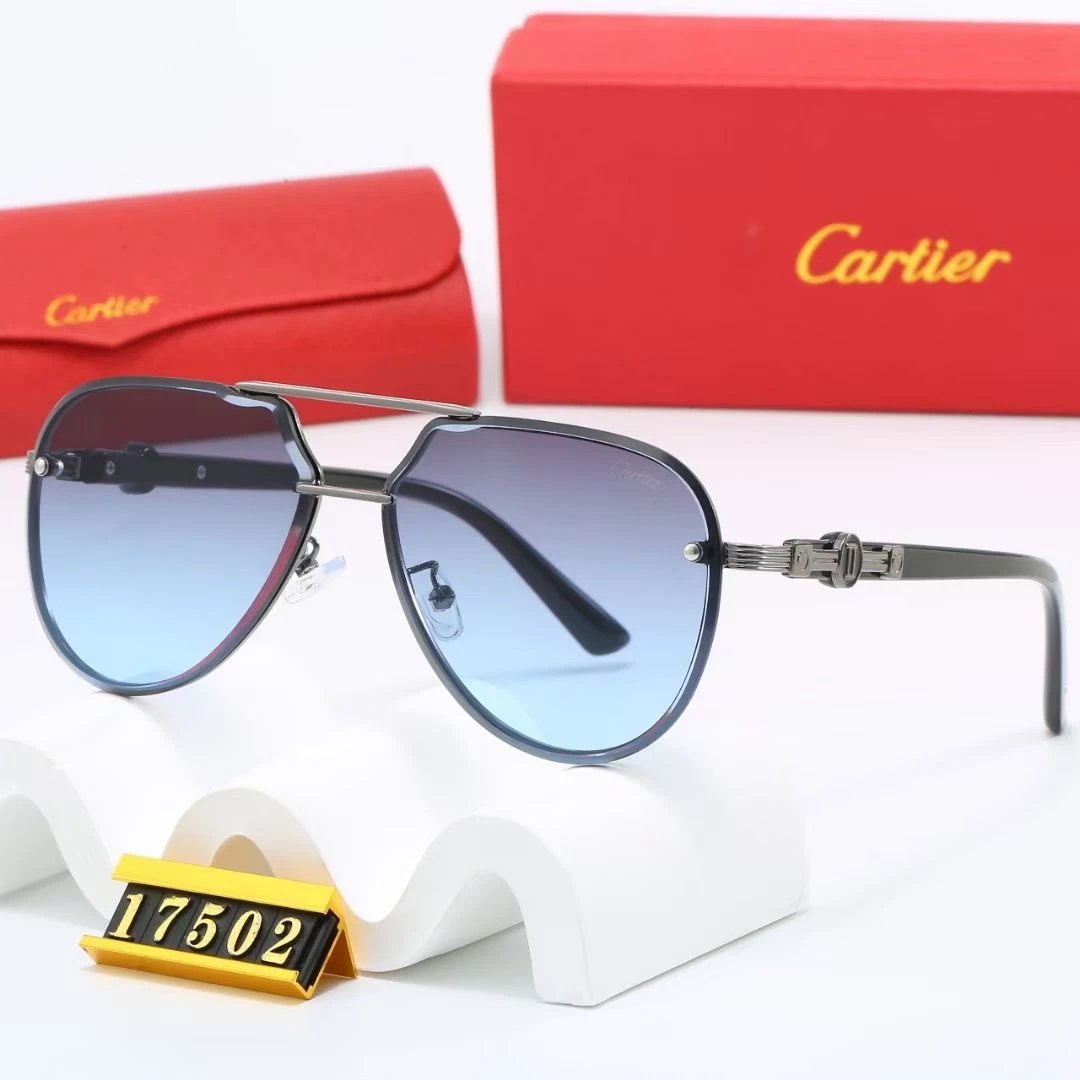 Cartier Santos de Cartier Rimless Sunglasses Gray Gradient Gold - 16