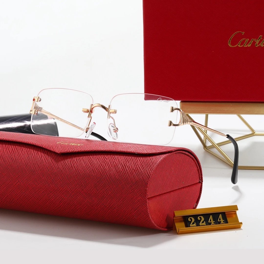 Cartier Santos de Cartier Rimless Sunglasses Gray Gradient Gold - 13