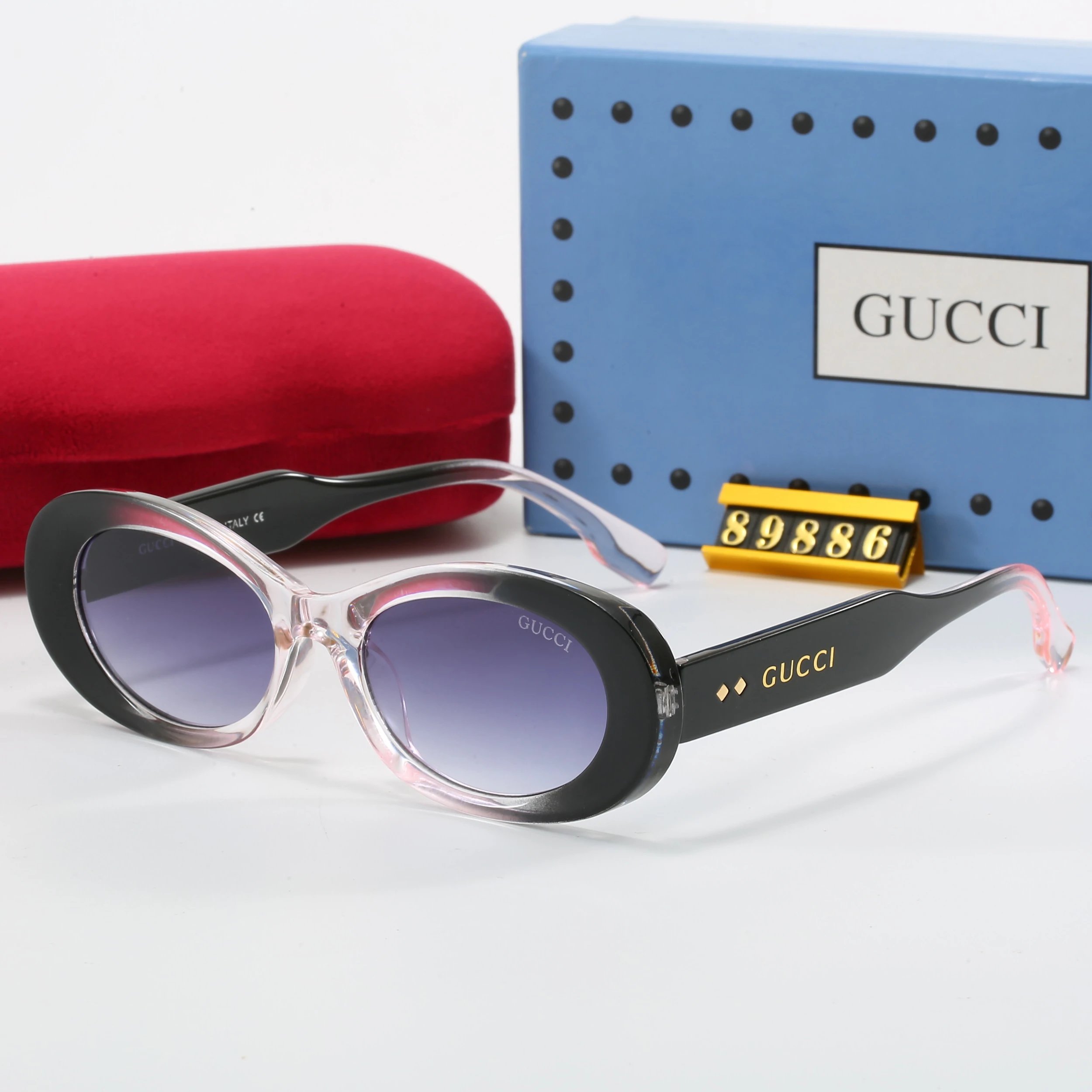 Gucci GG Marmont Aviator Sunglasses Gray Gradient with Monogram Lens Eyewear - 21