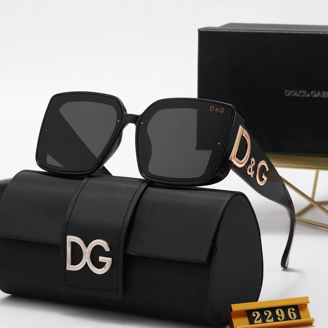 Dolce & Gabbana Square Frame Sunglasses Black with Gold DG Logo - 11