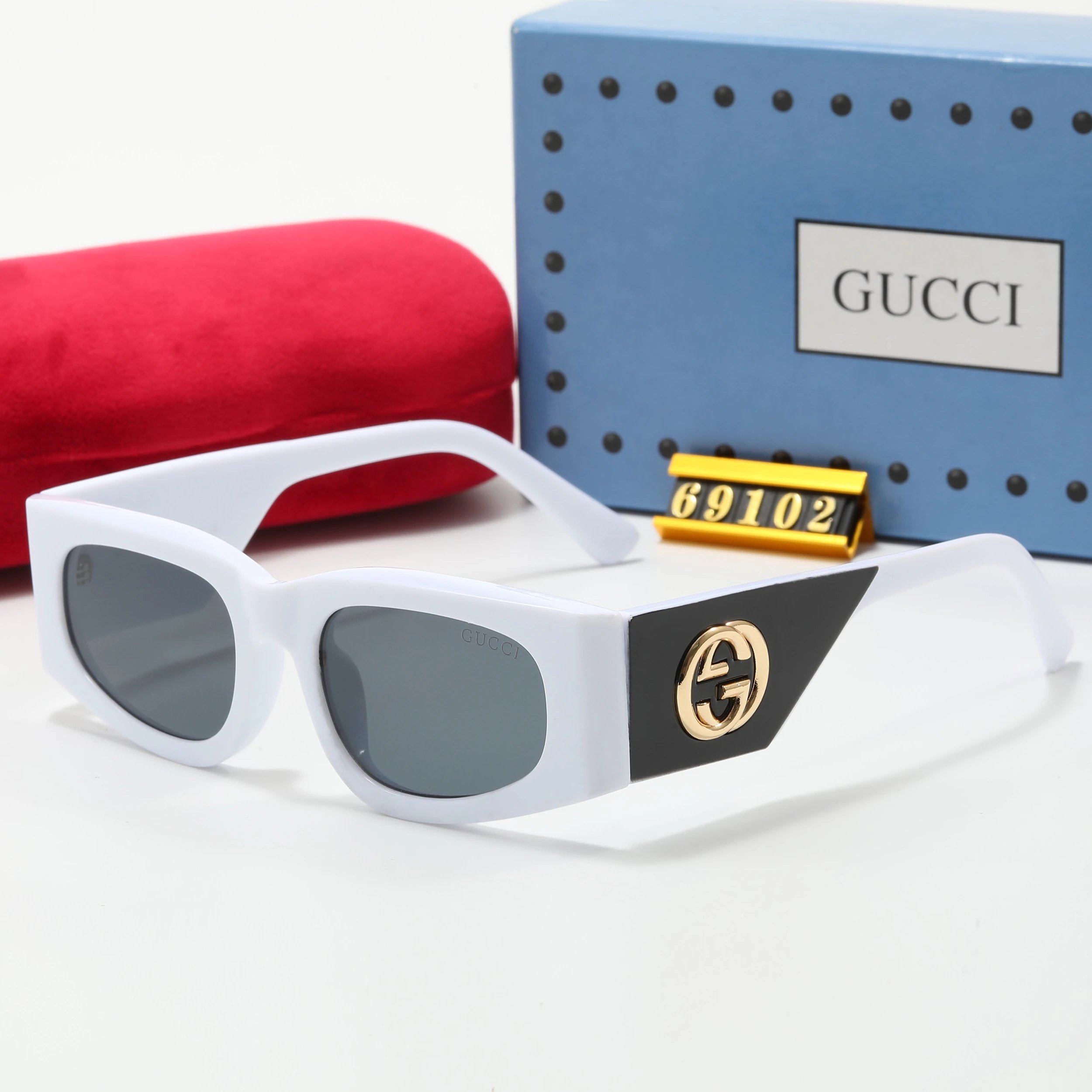 Gucci Square Frame Chain Detail Gradient Brown Sunglasses - 12