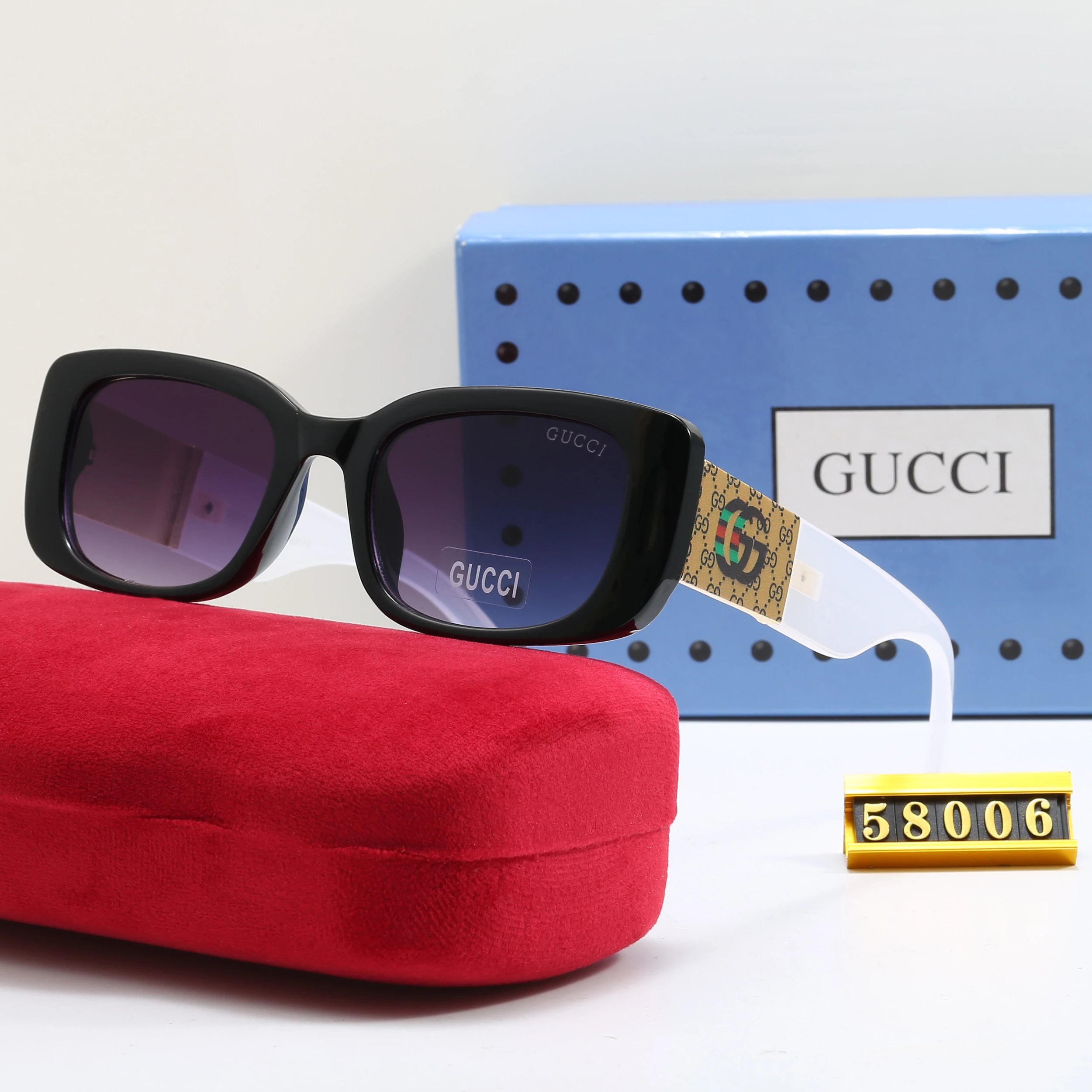 Gucci Square Frame Chain Detail Gradient Brown Sunglasses - 13