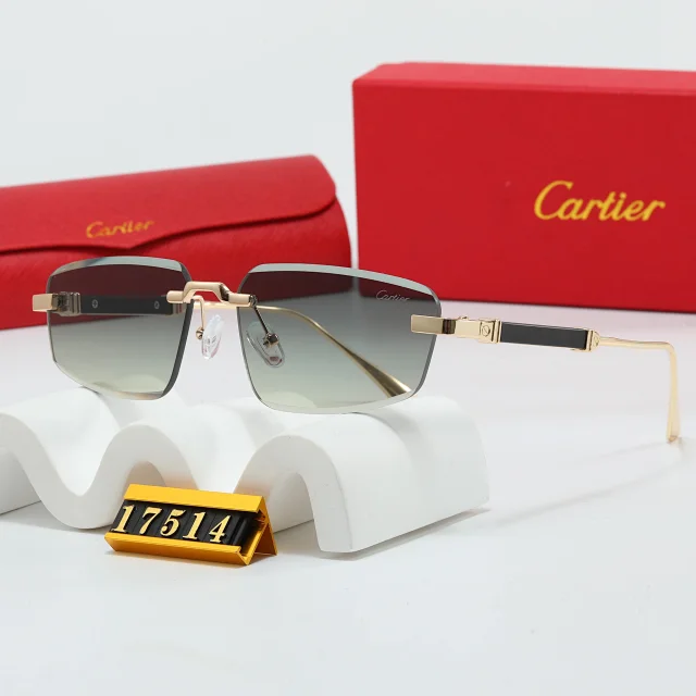 Cartier Eyewear Rimless rectangular sunglasses with gold-tone temples product detail image 15