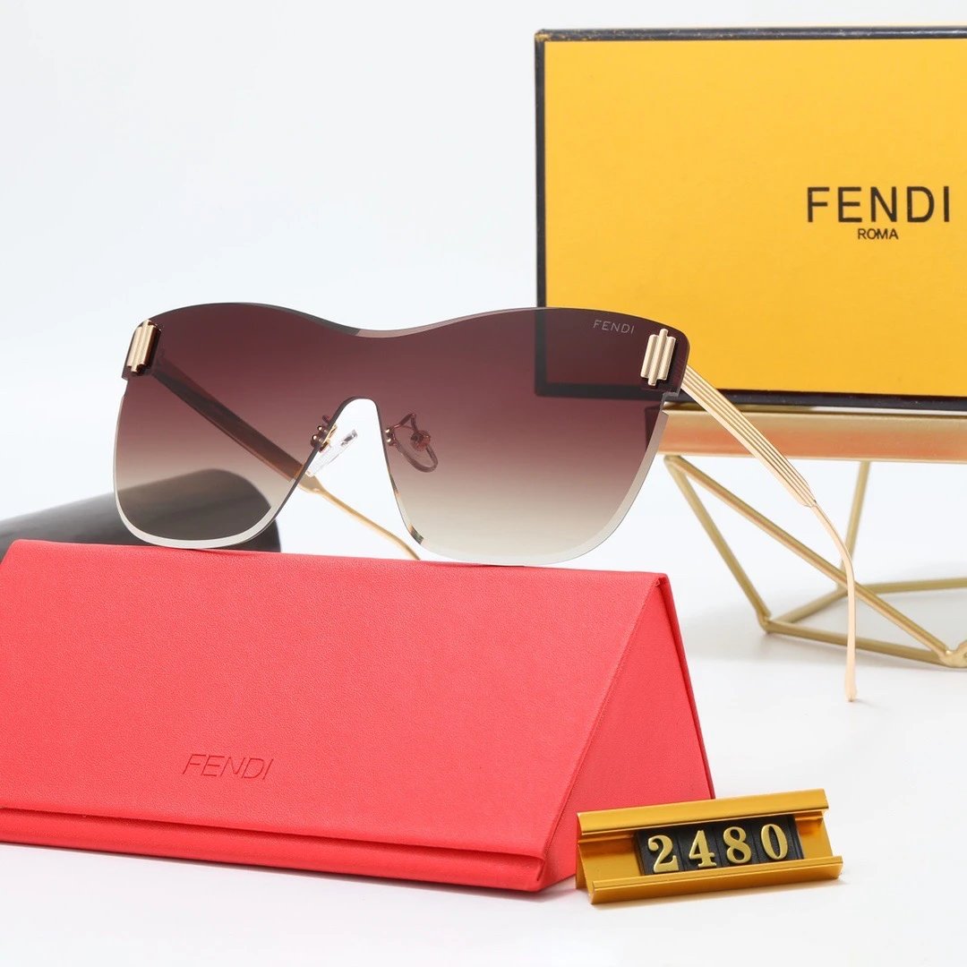 Fendi Shield Sunglasses Pink Gradient Mirror Lens Gold Frame - 22