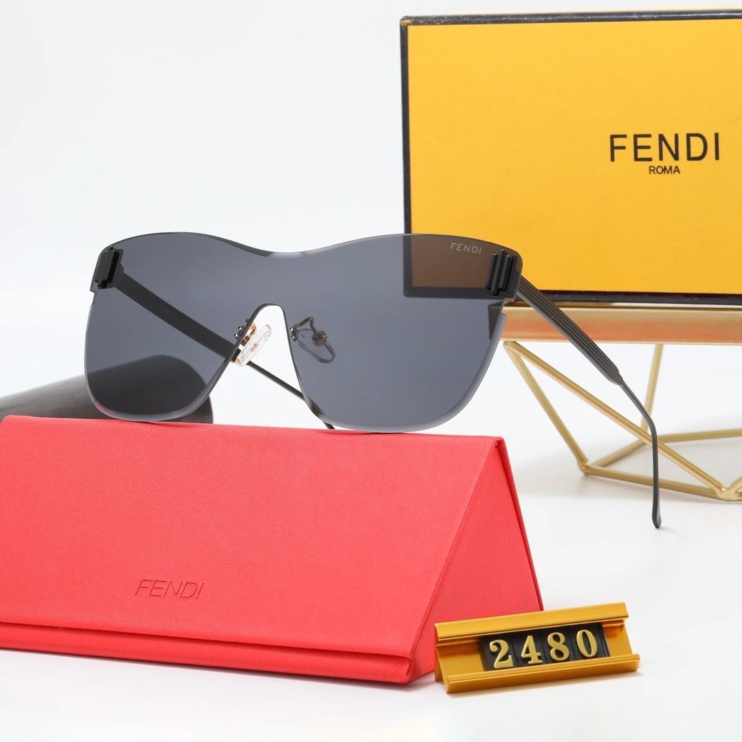 Fendi Shield Sunglasses Pink Gradient Mirror Lens Gold Frame - 16