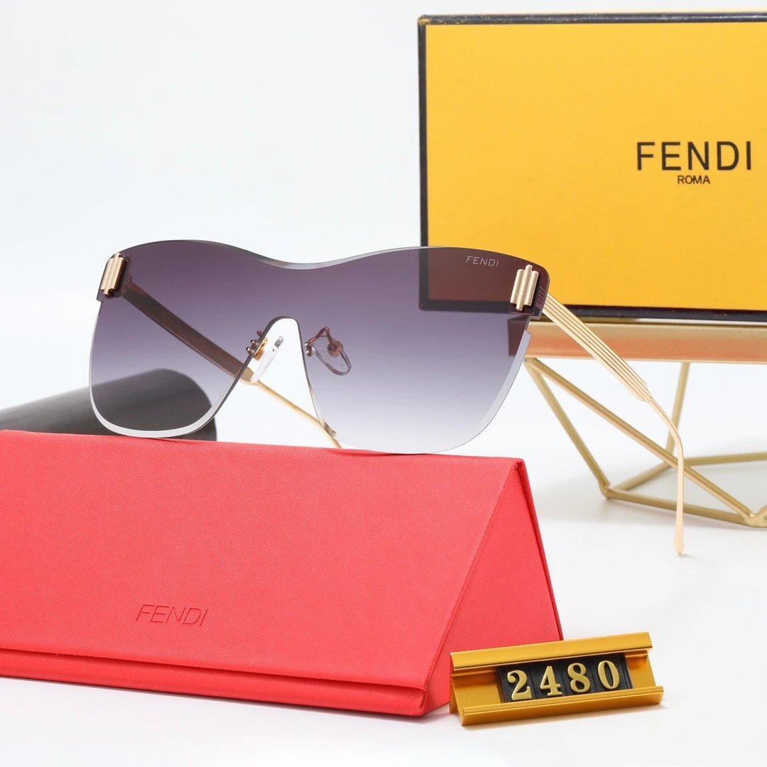 Fendi Shield Sunglasses Pink Gradient Mirror Lens Gold Frame - 21