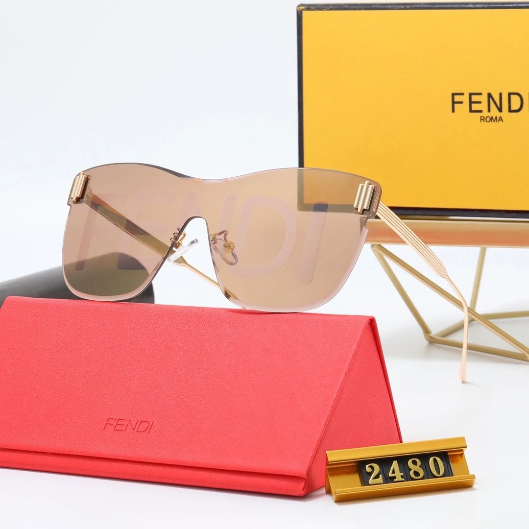Fendi Shield Sunglasses Pink Gradient Mirror Lens Gold Frame - 19
