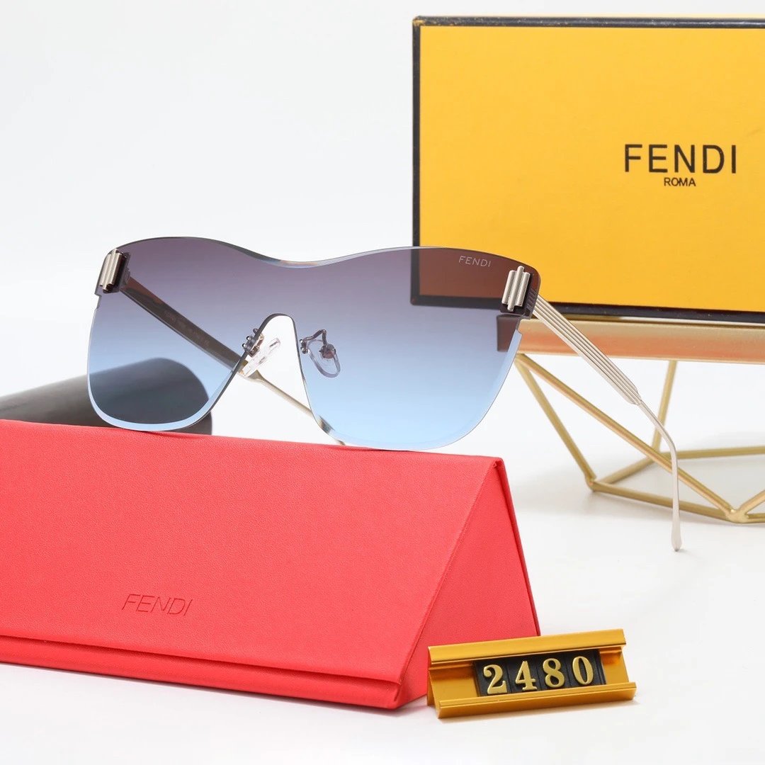 Fendi Shield Sunglasses Pink Gradient Mirror Lens Gold Frame - 20