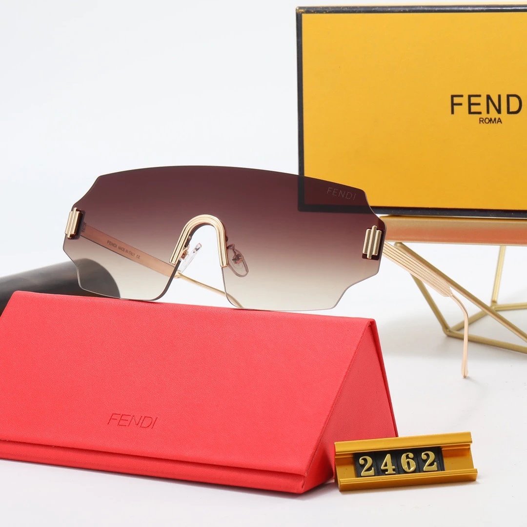 Fendi Shield Sunglasses Pink Gradient Mirror Lens Gold Frame - 15