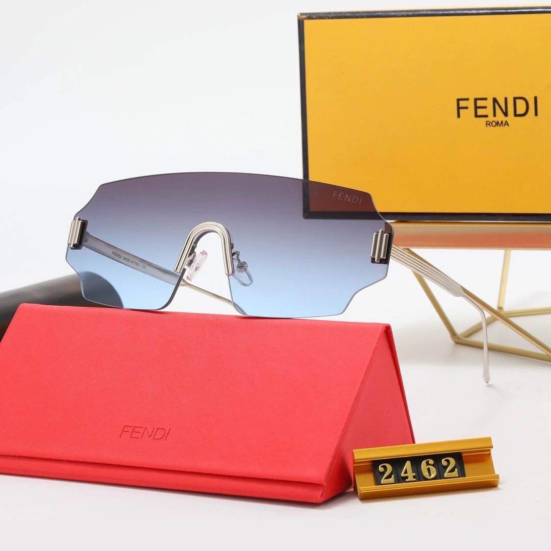 Fendi Shield Sunglasses Pink Gradient Mirror Lens Gold Frame - 13