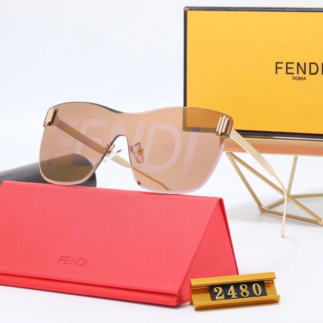 Fendi Shield Sunglasses Pink Gradient Mirror Lens Gold Frame - 17