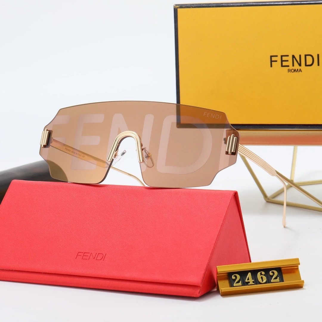 Fendi Shield Sunglasses Pink Gradient Mirror Lens Gold Frame - 12