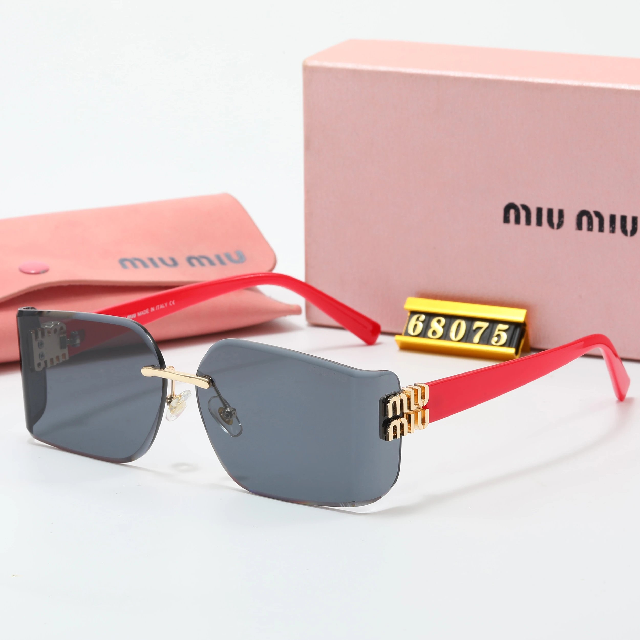 Miu Miu Rimless Square Sunglasses Dark Gray - 11