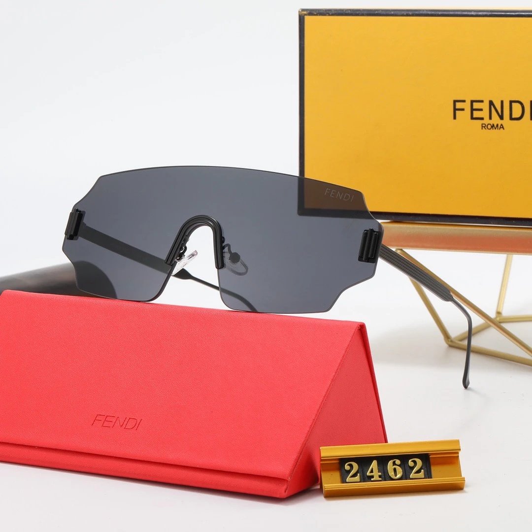 Fendi Shield Sunglasses Pink Gradient Mirror Lens Gold Frame - 14