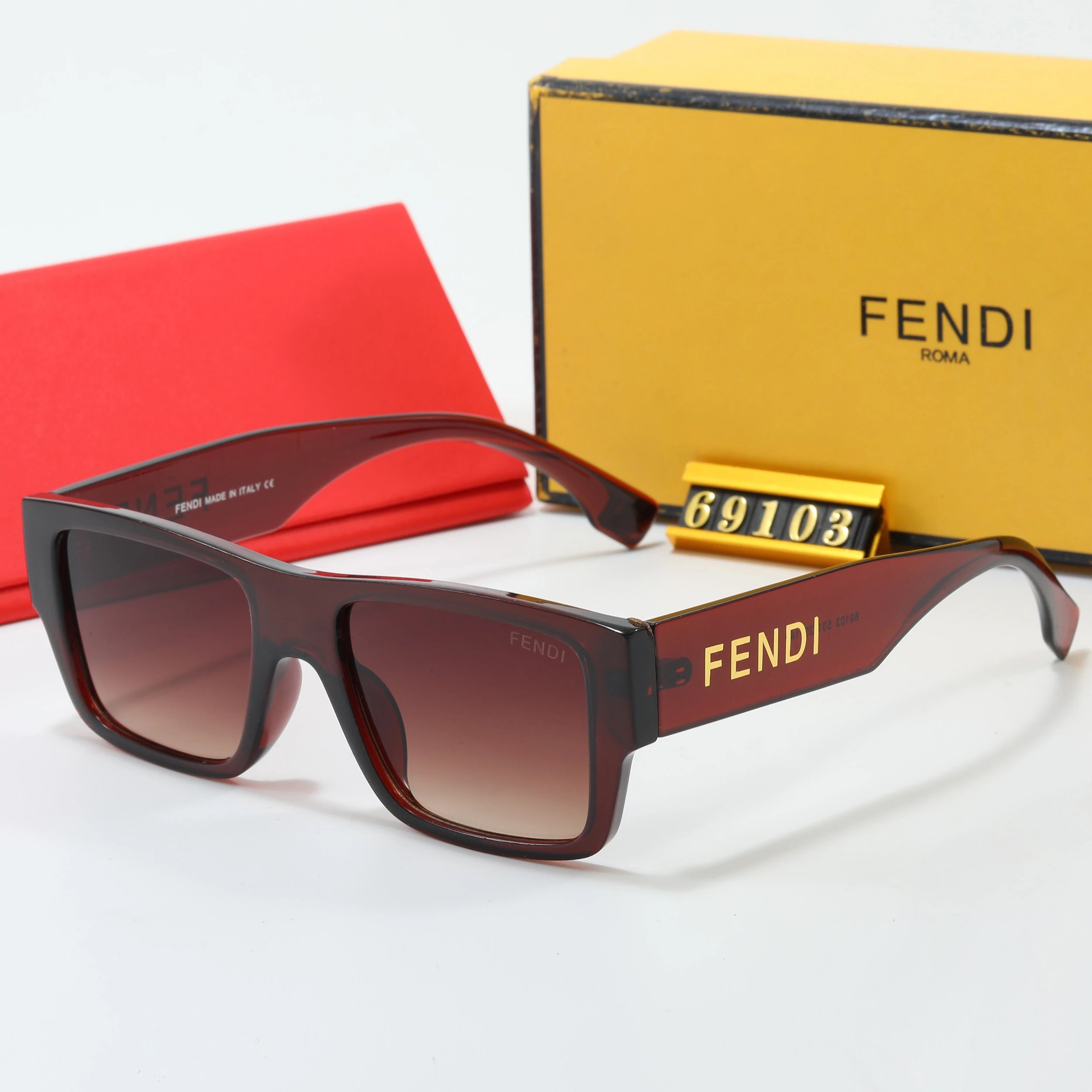 Fendi Square Frame Yellow Lens Sunglasses - 14