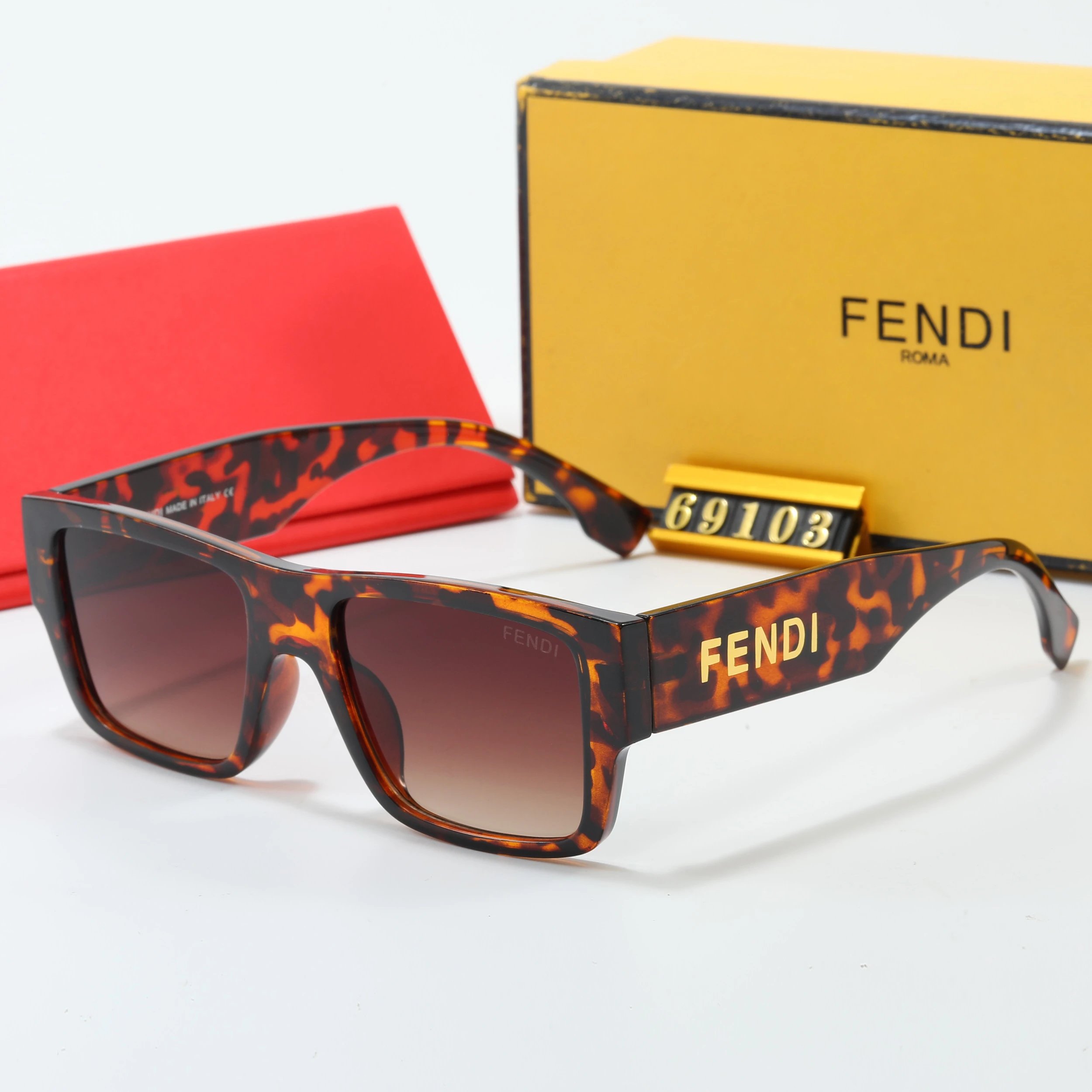 Fendi Square Frame Yellow Lens Sunglasses - 15