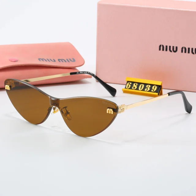 Miu Eyewear Rimless geometric sunglasses with logo temples product detail image 12