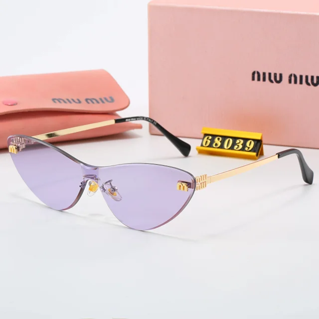 Miu Eyewear Rimless geometric sunglasses with logo temples product detail image 10