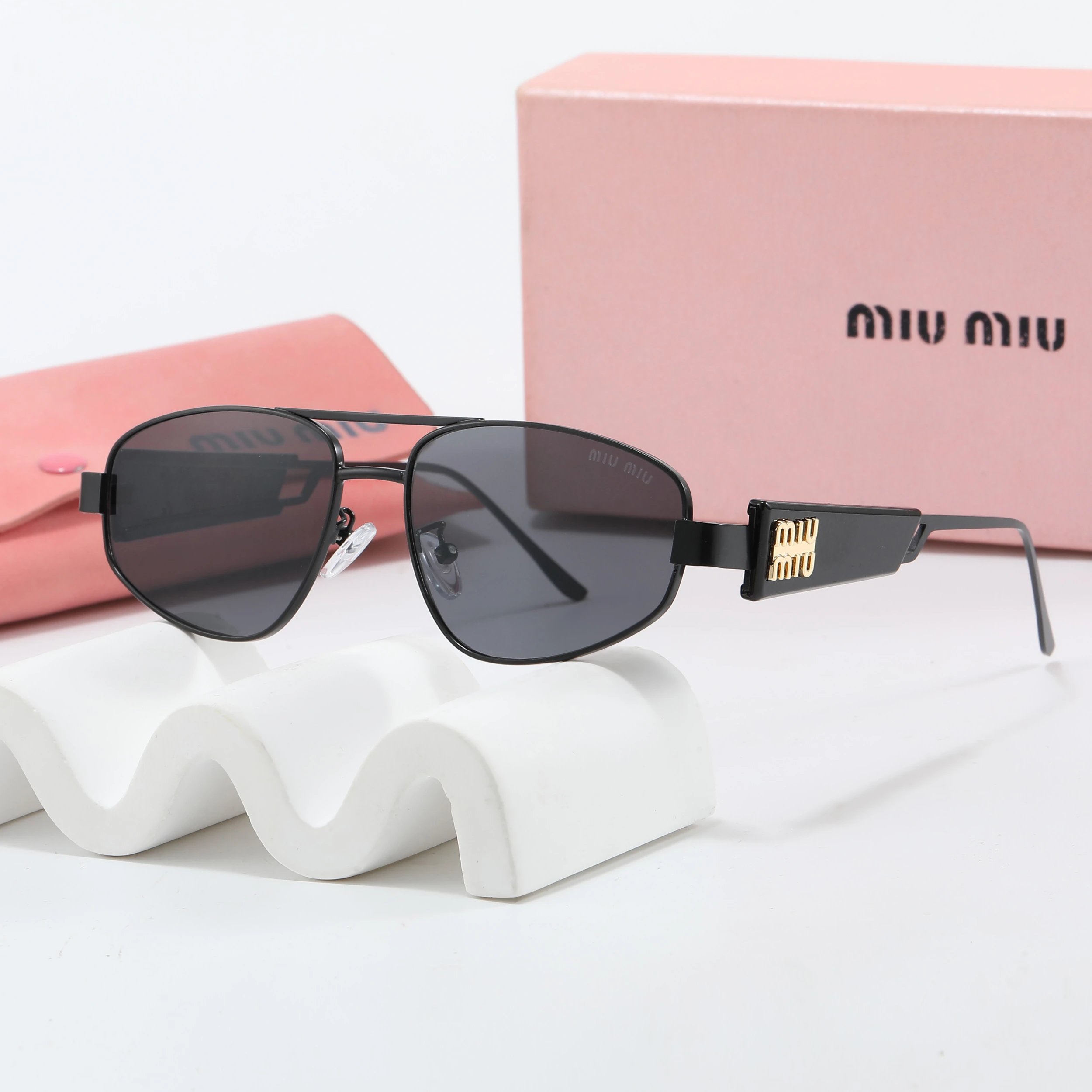 Miu Miu Round Rimless Sunglasses Tortoiseshell Gold Brown Gradient - 12