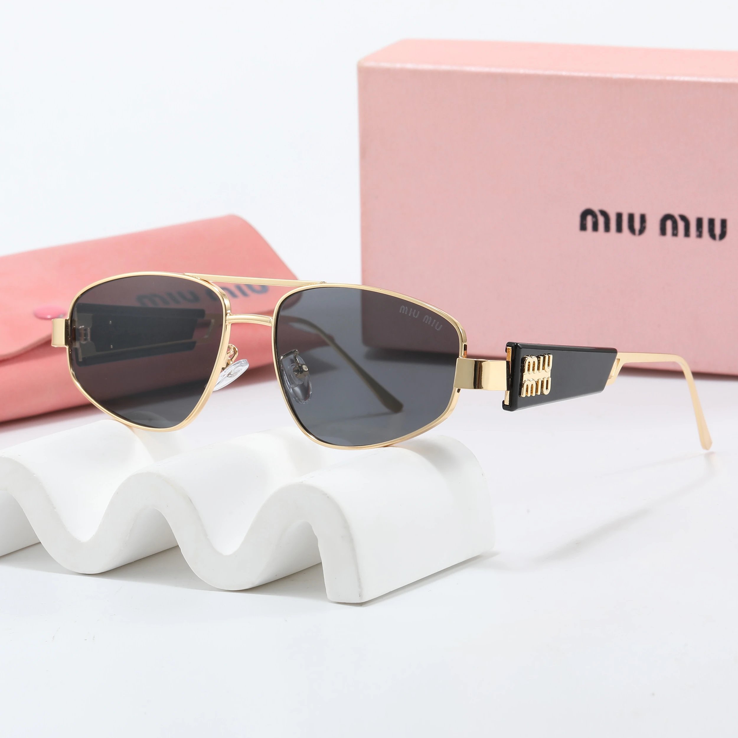 Miu Miu Round Rimless Sunglasses Tortoiseshell Gold Brown Gradient - 11