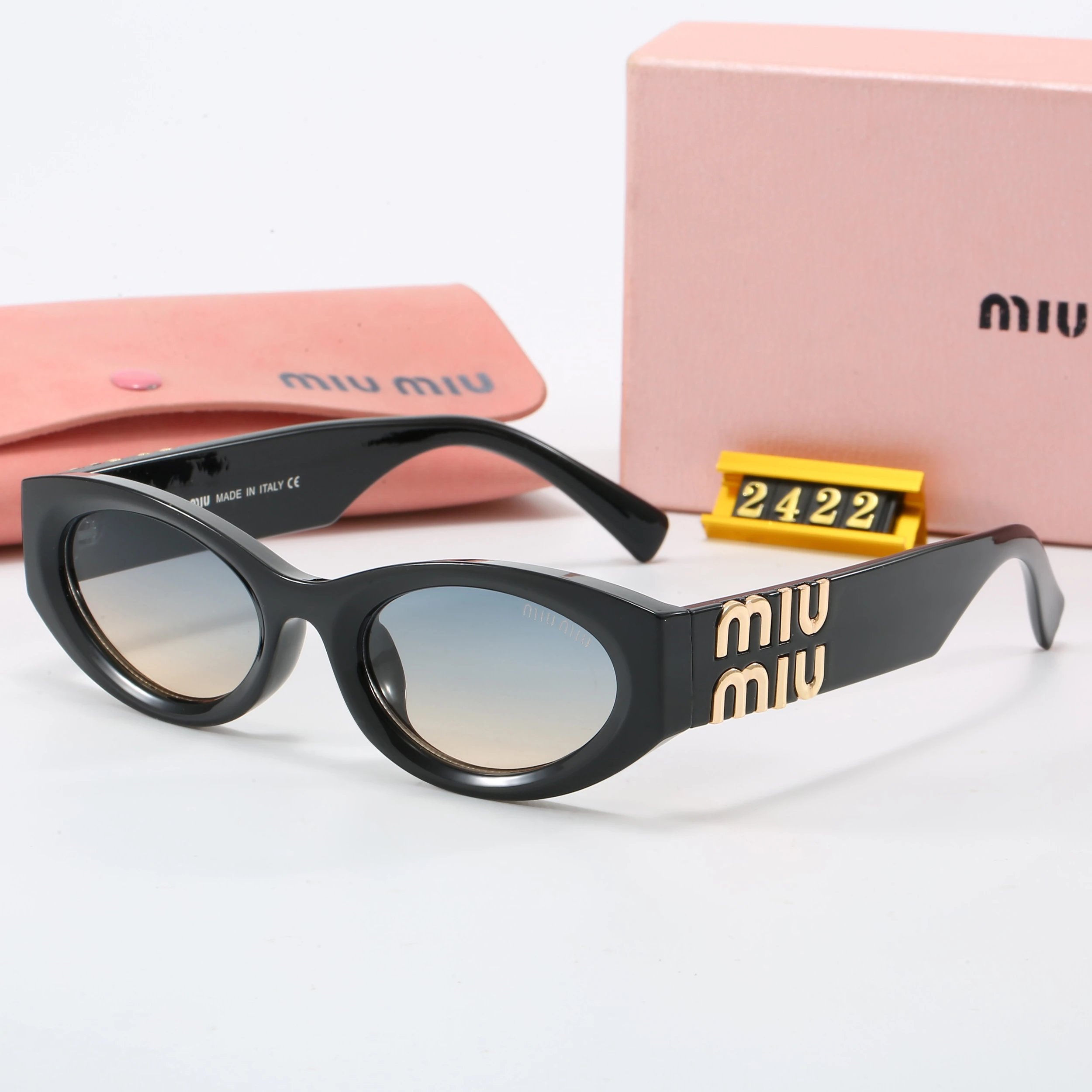 Miu Miu Round Rimless Sunglasses Tortoiseshell Gold Brown Gradient - 15