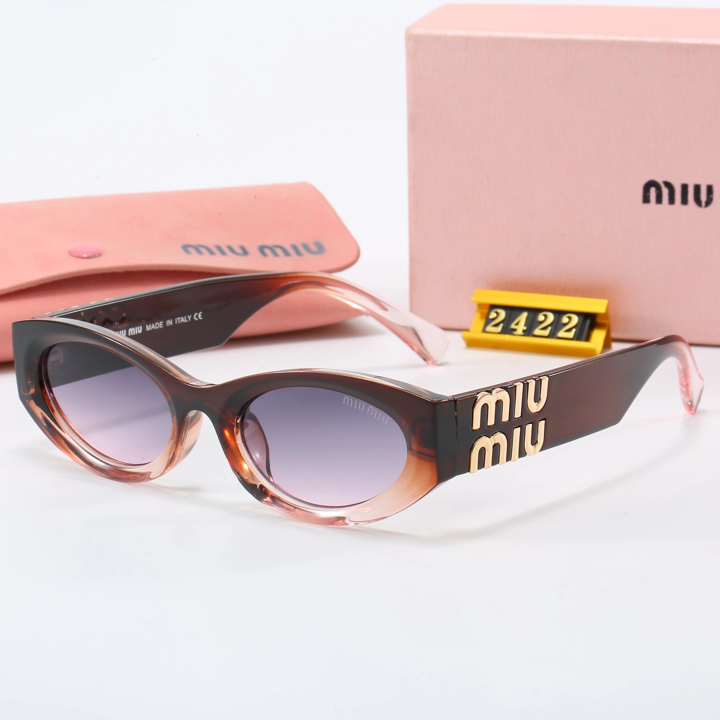 Miu Miu Round Rimless Sunglasses Tortoiseshell Gold Brown Gradient - 14