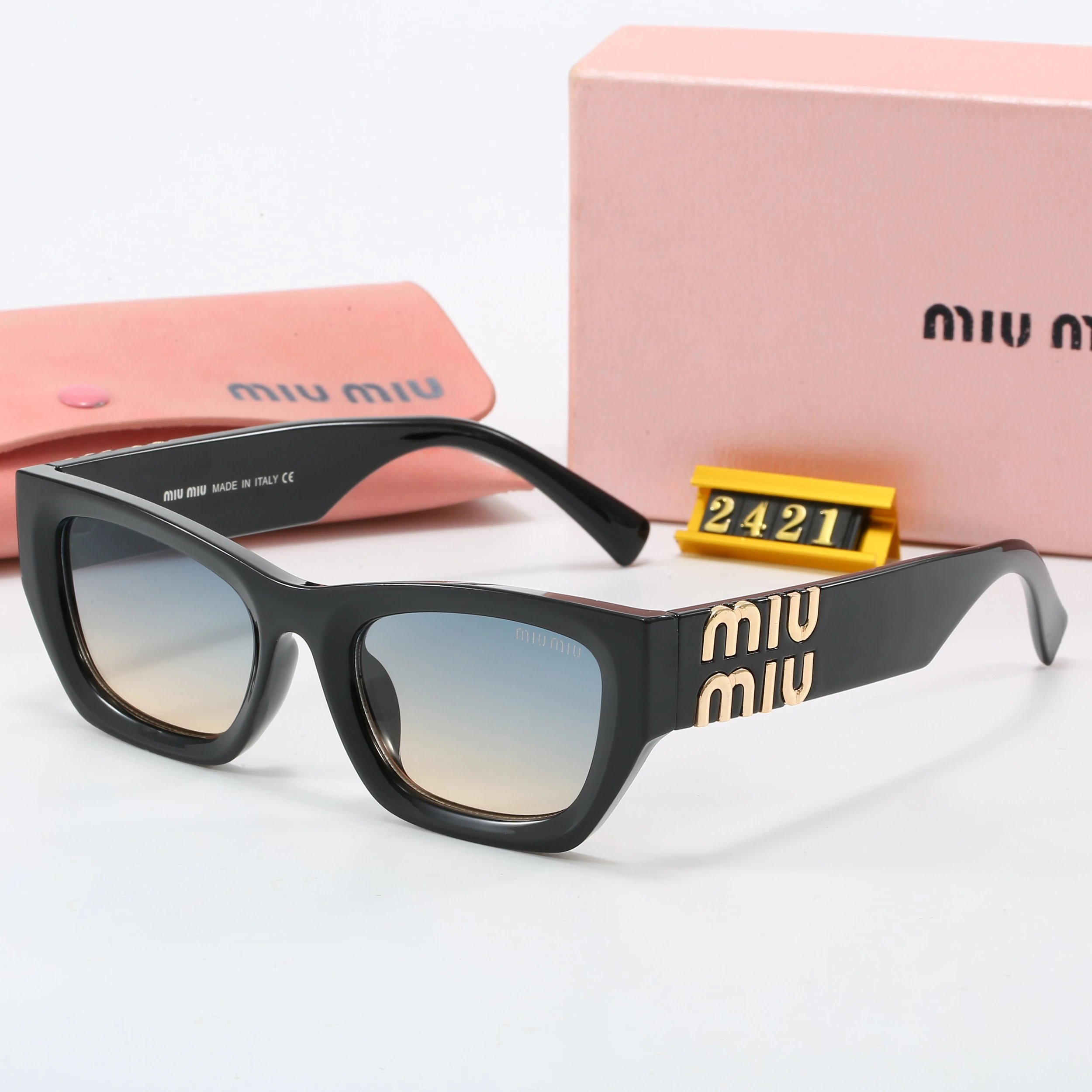 Miu Miu Round Rimless Sunglasses Tortoiseshell Gold Brown Gradient - 23