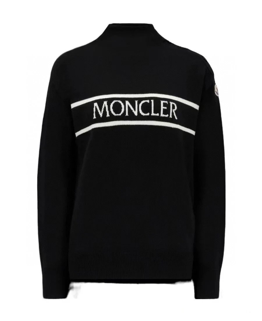 Small letter knitted round neck sweater