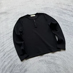 thumbnail for Airy pure black Henry shirt