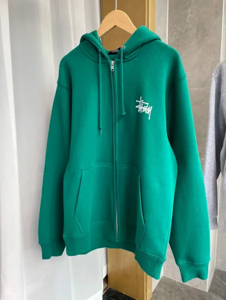 Stüssy Classic Zip-Up Hoodie Emerald Green Hoodie - 1