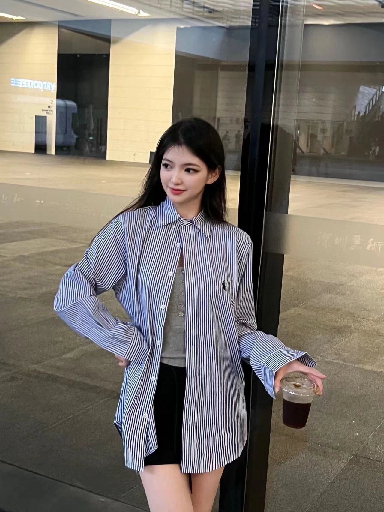 Striped Oversized Shirt Jacket