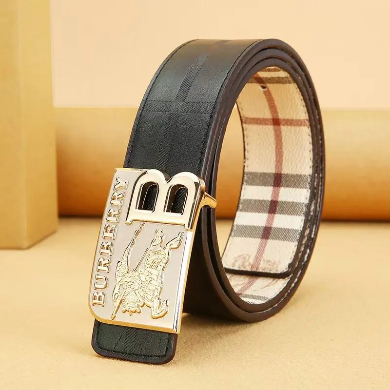 Design Monogram B-Logo Reversible Belt Beige Leather Belt - 3