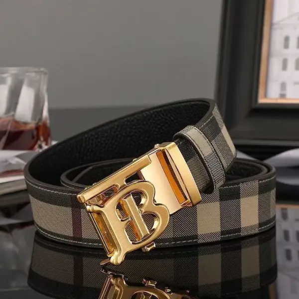 Burberry TB Monogram Check Belt Gold Buckle - 1