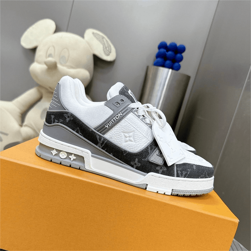 Louis Vuitton Trainer White Black Monogram Sneakers