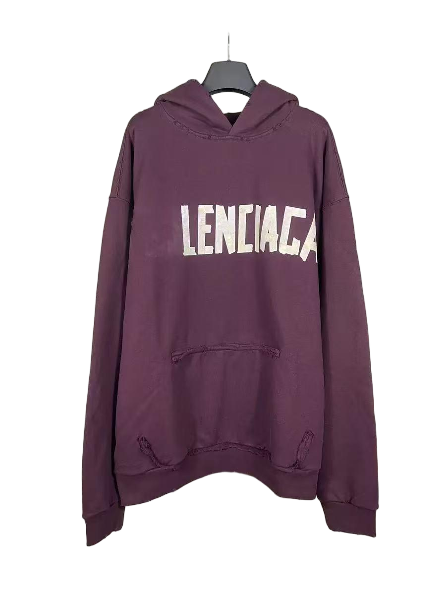 Design Lenciaga Distressed Logo Hoodie Gray Hoodie - 3