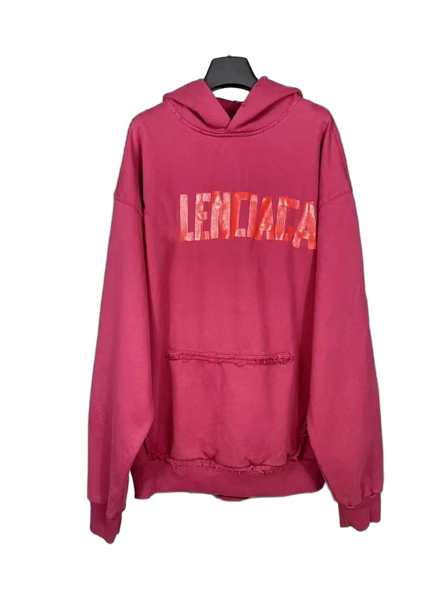 Design Lenciaga Distressed Logo Hoodie Gray Hoodie - 4