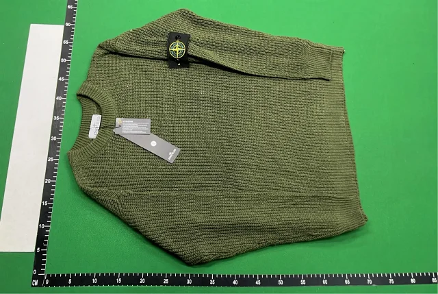 Stone Island Knitwear Ribbed crewneck knit sweater with compass sleeve badge product detail image 2