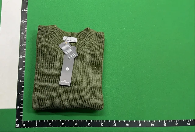 Stone Island Knitwear Ribbed crewneck knit sweater with compass sleeve badge product detail image 4
