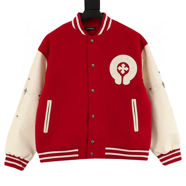 Chrome Hearts x Varsity Jacket Black Leather-Sleeve Outerwear - 2