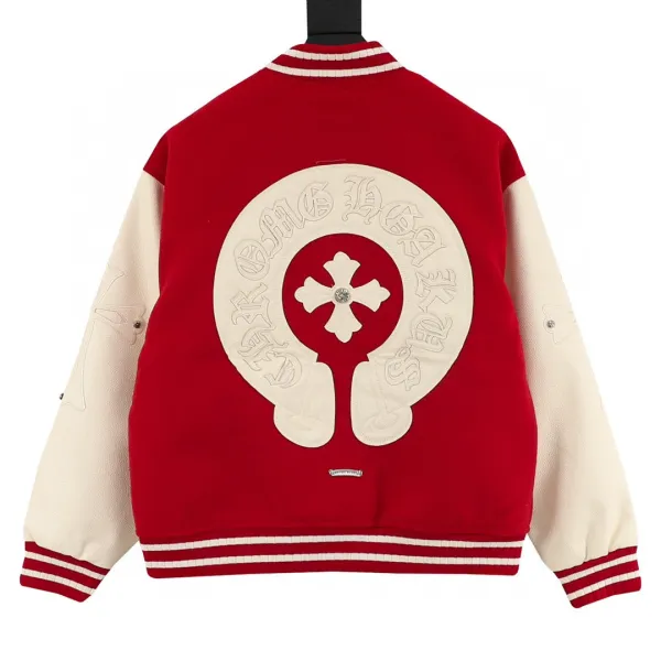 Chrome Hearts x Varsity Jacket Black Leather-Sleeve Outerwear - 3
