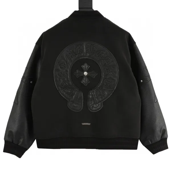 Chrome Hearts x Varsity Jacket Black Leather-Sleeve Outerwear - 4