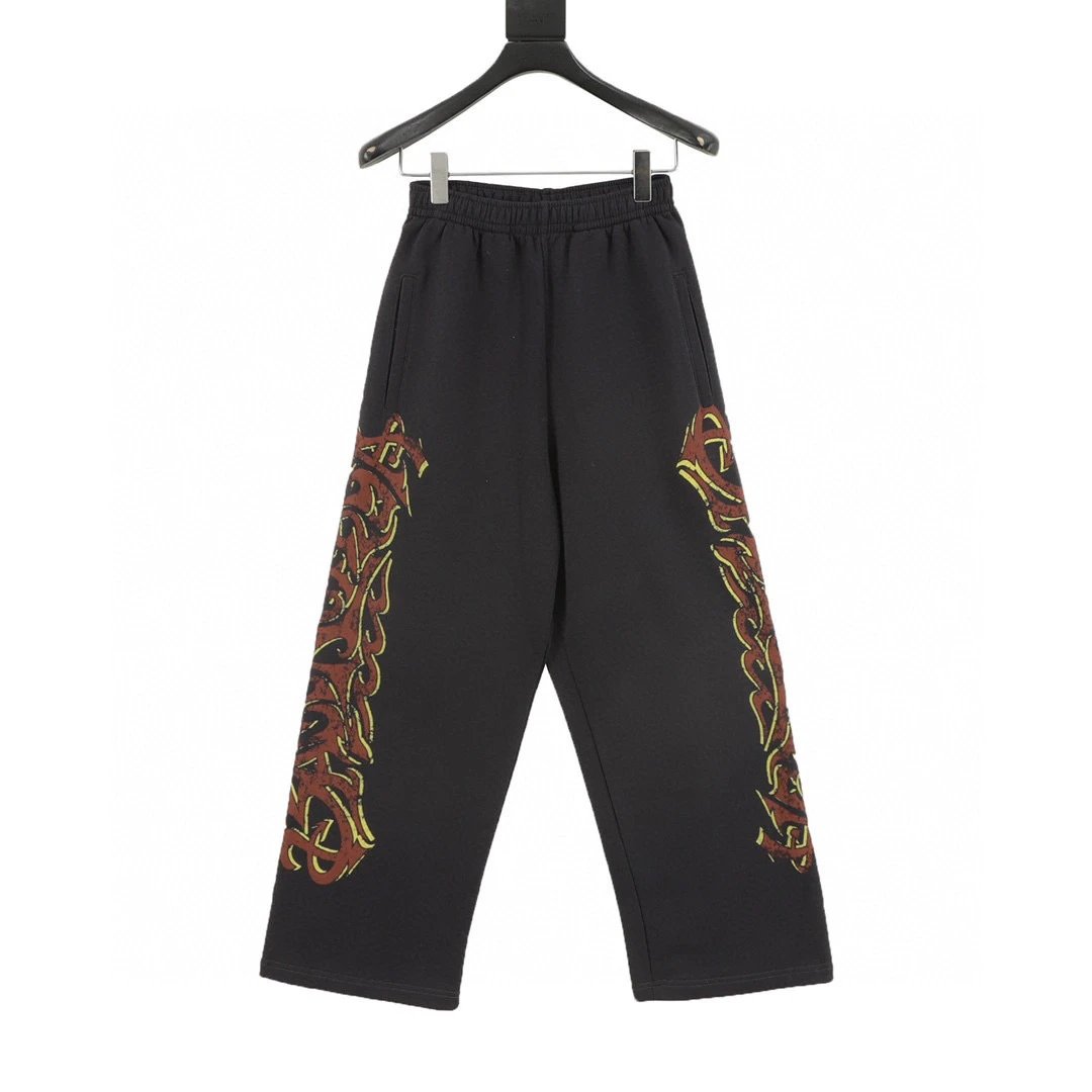 Flame Graffiti Logo Wide-Leg Sweatpants photo 2