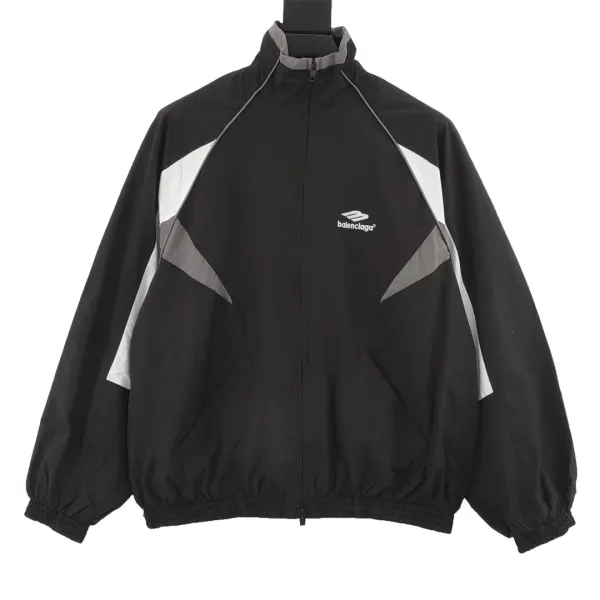 Balenciaga Windbreaker Jacket Black with White and Gray Panels - 1