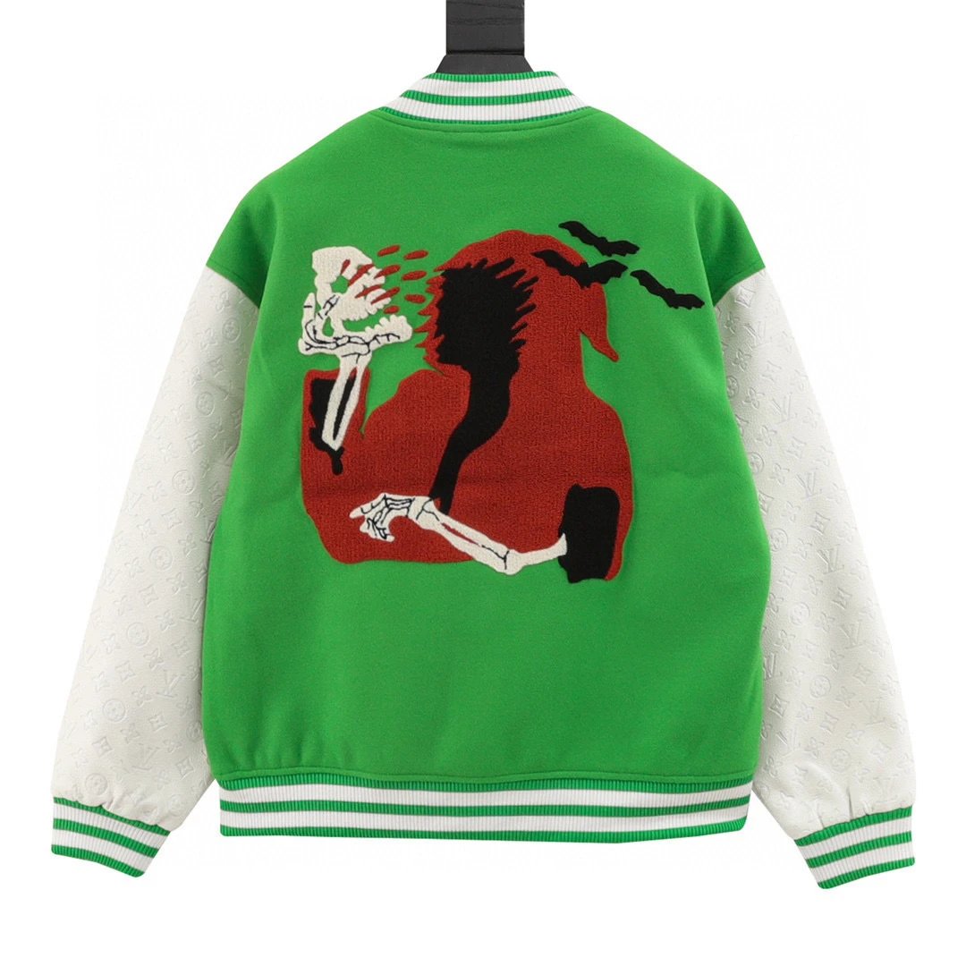 Skull Embroidered Baseball Jacket