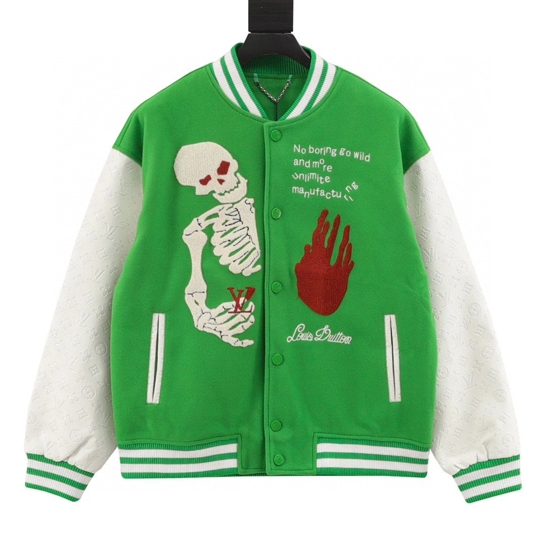 Skull Embroidered Baseball Jacket photo 3
