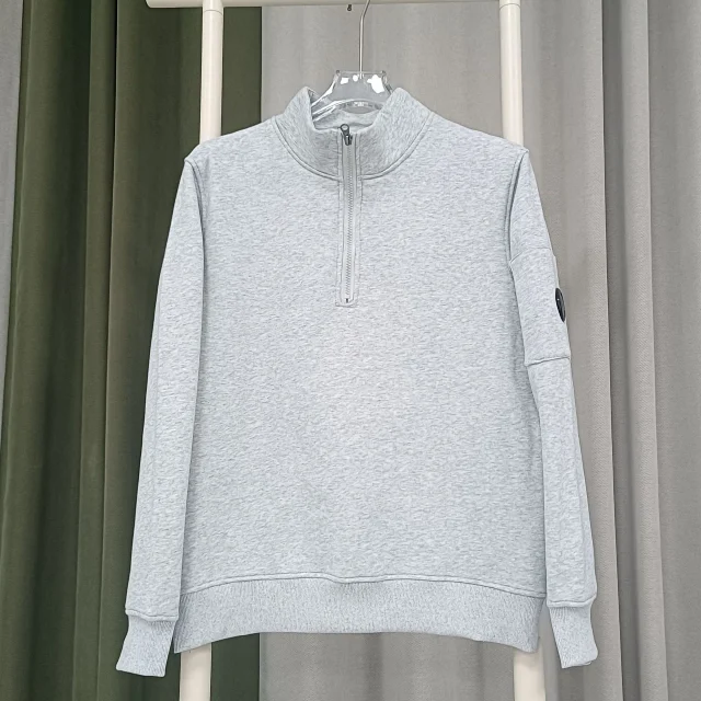 C.P. Company Hoodies & Sweatshirts Quarter-Zip Mock-Neck Sweatshirt with Lens Sleeve Pocket product detail image 9