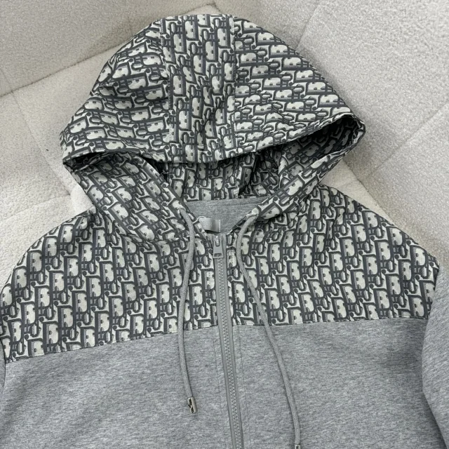 Dior Hoodies & Sweatshirts Oblique Panel Zip-Up Hoodie product detail image 2