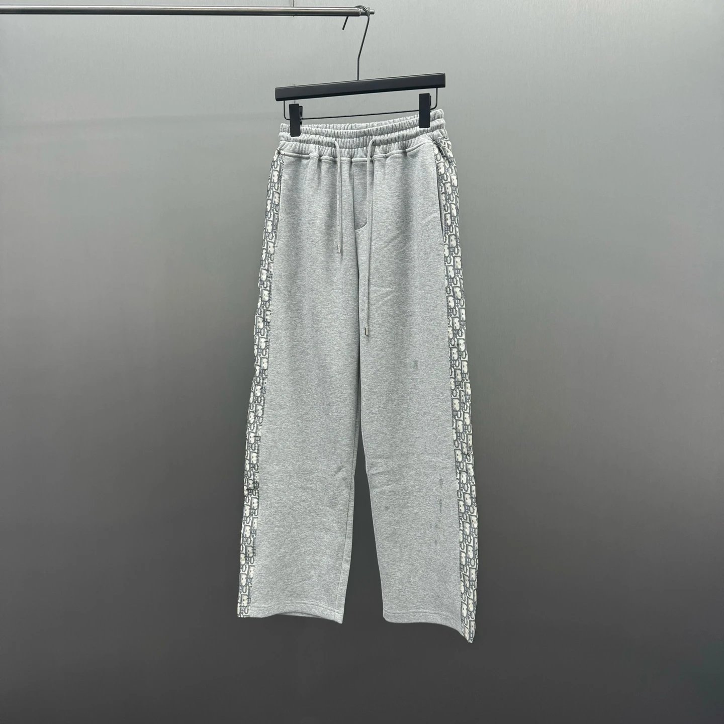 Dior Oblique Print Side-Stripe Sweatpants Gray